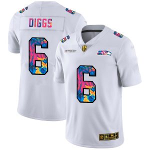 Fantastic Seattle Seahawks #6 Quandre Diggs Men's White Multi-Color 2020 NFL Crucial Catch Limited NFL Jersey