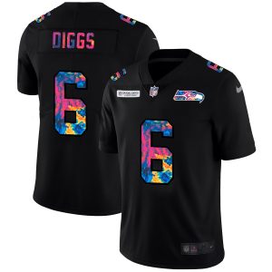 Delightful Seattle Seahawks #6 Quandre Diggs Men's Multi-Color Black 2020 NFL Crucial Catch Vapor Untouchable Limited Jersey