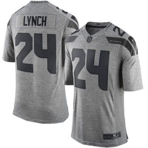 Outstanding Seahawks #24 Marshawn Lynch Gray Men's Stitched NFL Limited Gridiron Gray Jersey