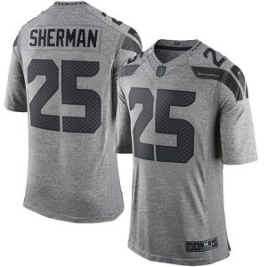 Top notch Seahawks #25 Richard Sherman Gray Men's Stitched NFL Limited Gridiron Gray Jersey