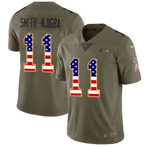 High quality Seahawks #11 Jaxon Smith-Njigba Olive/USA Flag Men's Stitched NFL Limited 2017 Salute To Service Jersey