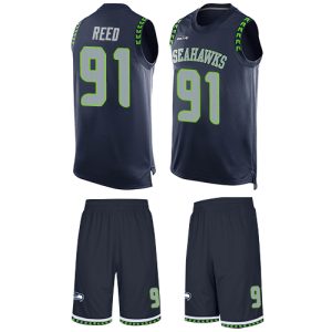 High quality Seahawks #91 Jarran Reed Steel Blue Team Color Men's Stitched NFL Limited Tank Top Suit Jersey