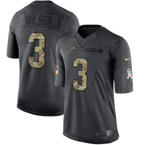 Delightful Seahawks #3 Russell Wilson Black Men's Stitched NFL Limited 2016 Salute to Service Jersey