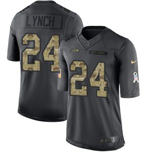 Delightful Seahawks #24 Marshawn Lynch Black Men's Stitched NFL Limited 2016 Salute to Service Jersey
