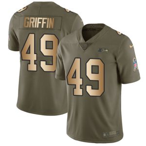 Stunning Seahawks #49 Shaquem Griffin Olive/Gold Men's Stitched NFL Limited 2017 Salute To Service Jersey