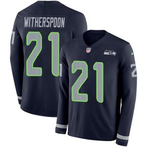High quality Seahawks #21 Devon Witherspoon Steel Blue Team Color Men's Stitched NFL Limited Therma Long Sleeve Jersey