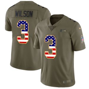Delightful Seahawks #3 Russell Wilson Olive/USA Flag Men's Stitched NFL Limited 2017 Salute To Service Jersey