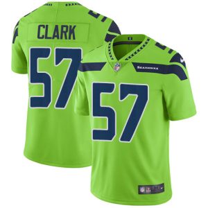 Exceptional Seahawks #57 Frank Clark Green Men's Stitched NFL Limited Rush Jersey
