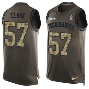 Delightful Seahawks #57 Frank Clark Green Men's Stitched NFL Limited Salute To Service Tank Top Jersey