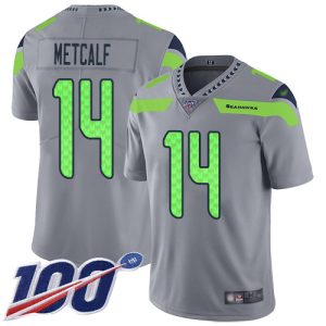 Amazing Seahawks #14 D.K. Metcalf Gray Men's Stitched NFL Limited Inverted Legend 100th Season Jersey