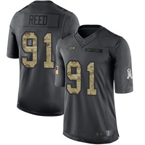 Amazing Seahawks #91 Jarran Reed Black Men's Stitched NFL Limited 2016 Salute to Service Jersey