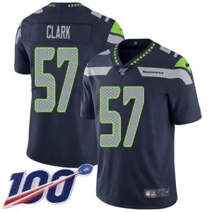 Premium Seahawks #57 Frank Clark Steel Blue Team Color Men's Stitched NFL 100th Season Vapor Untouchable Limited Jersey