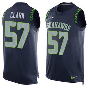 Delightful Seahawks #57 Frank Clark Steel Blue Team Color Men's Stitched NFL Limited Tank Top Jersey