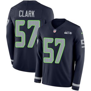 High quality Seahawks #57 Frank Clark Steel Blue Team Color Men's Stitched NFL Limited Therma Long Sleeve Jersey