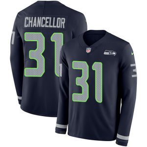 Premium Seahawks #31 Kam Chancellor Steel Blue Team Color Men's Stitched NFL Limited Therma Long Sleeve Jersey