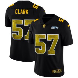 Superb Seattle Seahawks Jersey #57 Frank Clark Men's Black Golden Sequin Vapor Limited NFL Jersey
