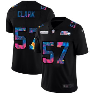 Delightful Seattle Seahawks Jersey #57 Frank Clark Men's Multi-Color Black 2020 NFL Crucial Catch Vapor Untouchable Limited Jersey