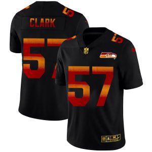 Amazing Seattle Seahawks Jersey #57 Frank Clark Men's Black Red Orange Stripe Vapor Limited NFL Jersey
