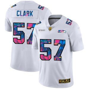 Stunning Seattle Seahawks Jersey #57 Frank Clark Men's White Multi-Color 2020 NFL Crucial Catch Limited NFL Jersey