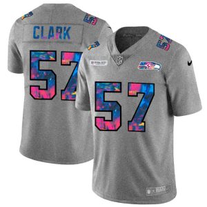 Superb Seattle Seahawks Jersey #57 Frank Clark Men's Multi-Color 2020 NFL Crucial Catch NFL Jersey Greyheather