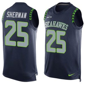 High quality Seahawks #25 Richard Sherman Steel Blue Team Color Men's Stitched NFL Limited Tank Top Jersey