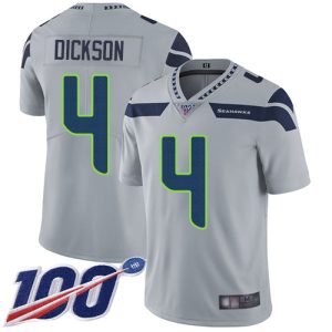 Superb Seahawks #4 Michael Dickson Grey Alternate Men's Stitched NFL 100th Season Vapor Limited Jersey