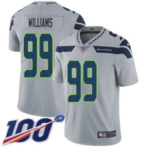 Stunning Seahawks #99 Leonard Williams Grey Alternate Men's Stitched NFL 100th Season Vapor Untouchable Limited Jersey