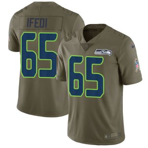 High quality Seahawks #65 Germain Ifedi Olive Men's Stitched NFL Limited 2017 Salute to Service Jersey