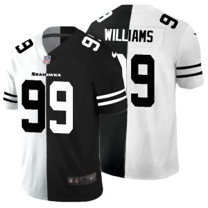 Delightful Seattle Seahawks Jersey #99 Leonard Williams Men's Black V White Peace Split Vapor Untouchable Limited NFL Jersey