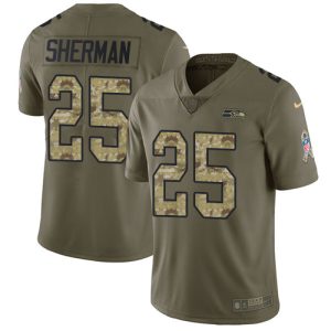 Delightful Seahawks #25 Richard Sherman Olive/Camo Men's Stitched NFL Limited 2017 Salute To Service Jersey