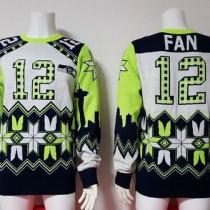 Premium Seahawks #12 Fan White Men's Ugly Sweater