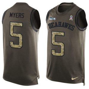 Premium Seahawks #5 Jason Myers Green Men's Stitched NFL Limited Salute To Service Tank Top Jersey