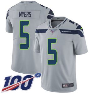 Top notch Seahawks #5 Jason Myers Grey Alternate Men's Stitched NFL 100th Season Vapor Untouchable Limited Jersey