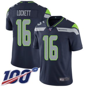 Exceptional Seahawks #16 Tyler Lockett Steel Blue Team Color Men's Stitched NFL 100th Season Vapor Limited Jersey