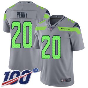 Top notch Seahawks #20 Rashaad Penny Gray Men's Stitched NFL Limited Inverted Legend 100th Season Jersey