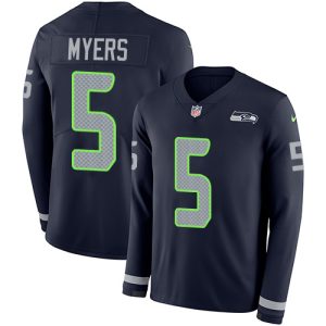 Superb Seahawks #5 Jason Myers Steel Blue Team Color Men's Stitched NFL Limited Therma Long Sleeve Jersey