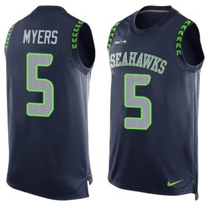 Exceptional Seahawks #5 Jason Myers Steel Blue Team Color Men's Stitched NFL Limited Tank Top Jersey