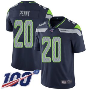 Top notch Seahawks #20 Rashaad Penny Steel Blue Team Color Men's Stitched NFL 100th Season Vapor Limited Jersey