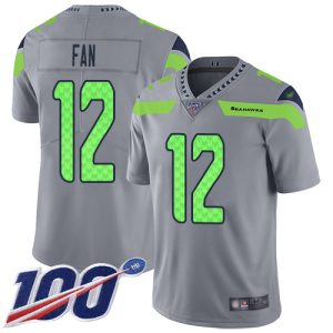 Amazing Seahawks #12 Fan Gray Men's Stitched NFL Limited Inverted Legend 100th Season Jersey