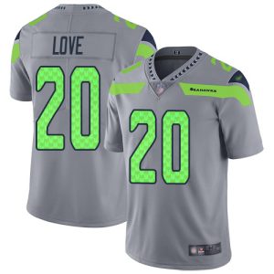 High quality Seahawks #20 Julian Love Gray Men's Stitched NFL Limited Inverted Legend Jersey