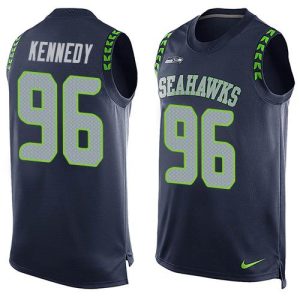 High quality Seahawks #96 Cortez Kennedy Steel Blue Team Color Men's Stitched NFL Limited Tank Top Jersey