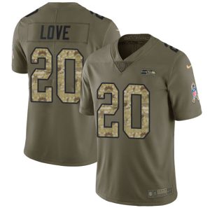Superb Seahawks #20 Julian Love Olive/Camo Men's Stitched NFL Limited 2017 Salute To Service Jersey