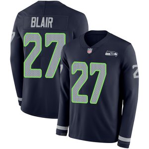 High quality Seahawks #27 Marquise Blair Steel Blue Team Color Men's Stitched NFL Limited Therma Long Sleeve Jersey