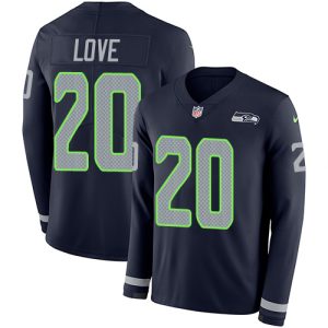 Delightful Seahawks #20 Julian Love Steel Blue Team Color Men's Stitched NFL Limited Therma Long Sleeve Jersey