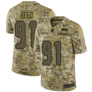 Stunning Seahawks #91 Jarran Reed Camo Men's Stitched NFL Limited 2018 Salute To Service Jersey