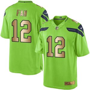 Top notch Seahawks #12 Fan Green Men's Stitched NFL Limited Gold Rush Jersey