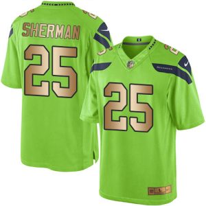 Premium Seahawks #25 Richard Sherman Green Men's Stitched NFL Limited Gold Rush Jersey