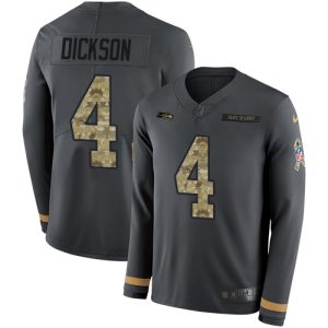 Superb Seahawks #4 Michael Dickson Anthracite Salute to Service Men's Stitched NFL Limited Therma Long Sleeve Jersey