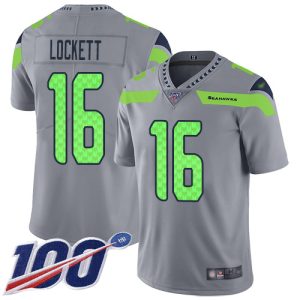 High quality Seahawks #16 Tyler Lockett Gray Men's Stitched NFL Limited Inverted Legend 100th Season Jersey