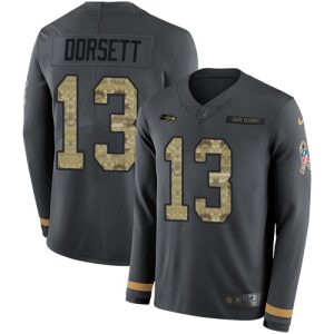 Delightful Seahawks #13 Phillip Dorsett Anthracite Salute to Service Men's Stitched NFL Limited Therma Long Sleeve Jersey